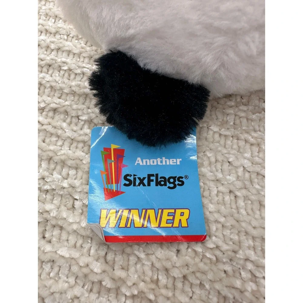 Six‎ Flags Panda Plush Stuffed Animal Sparkle Blue Eyes 12 Inch Kids Toy Kawaii